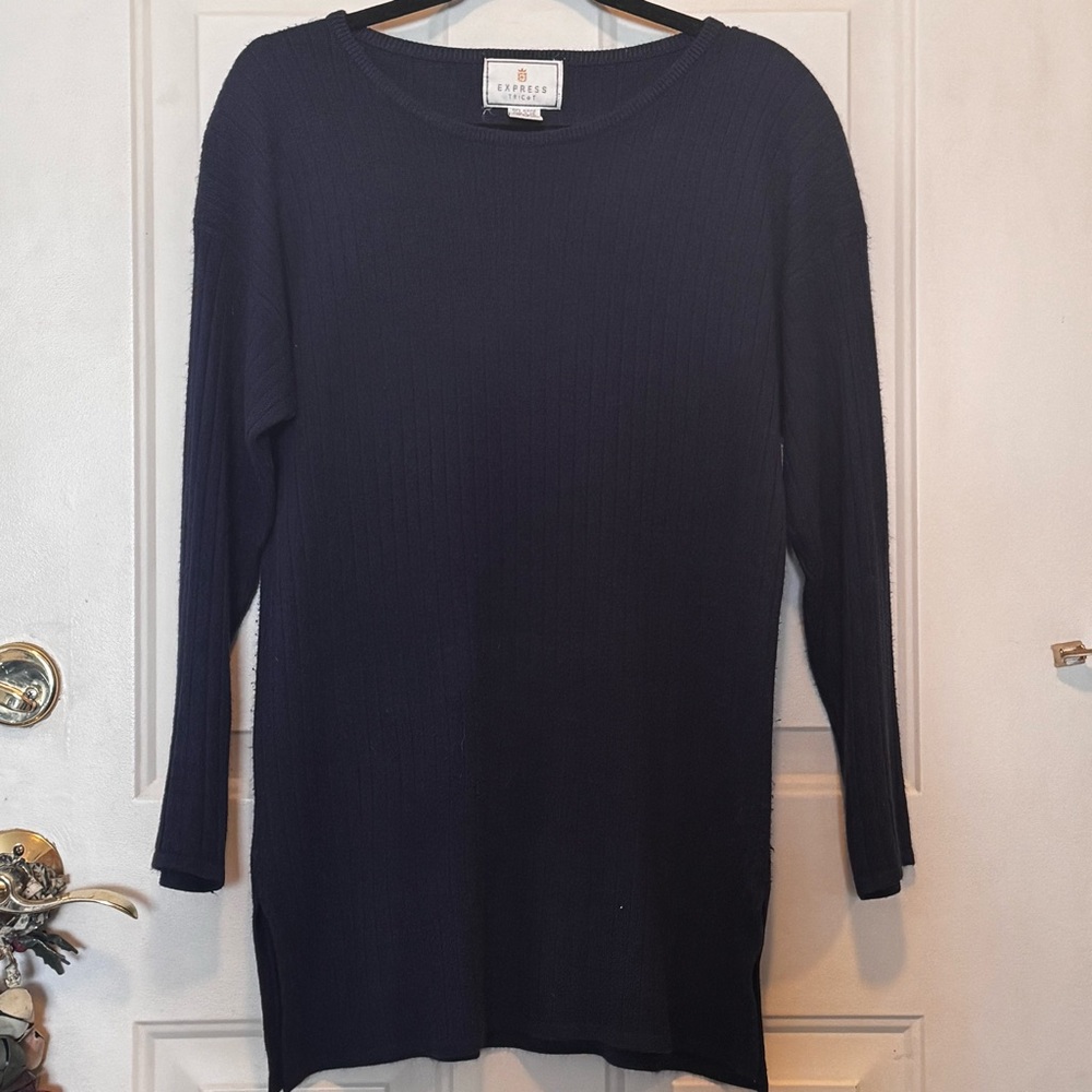 Vintage Express Tricot Blue Knit Sweater